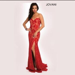 Jovani red lace dress